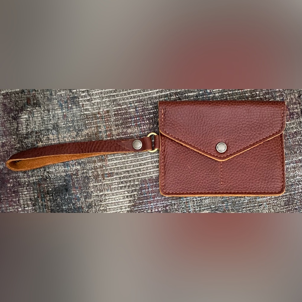 AP Portland Leather Goods Brown Leather Passport Wristlet.